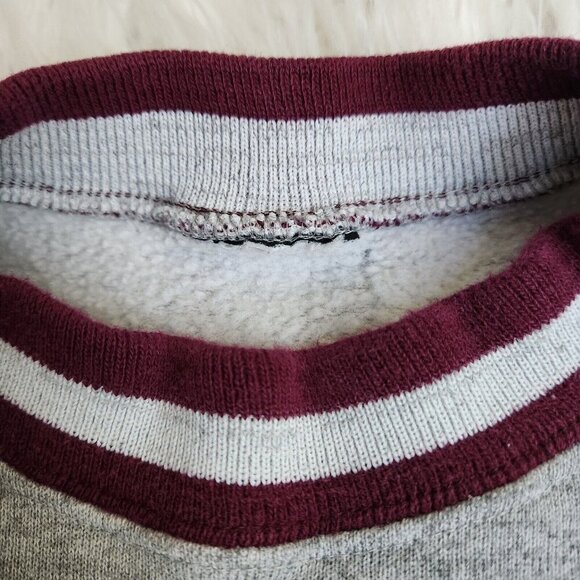 vtg HARVARD Sweatshirt Fleece Hoddie Knit Rib Waistband Cuff Neck bands Striped - Picture 3 of 13